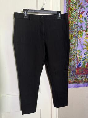Mario Serrani Black Ankle Pants L/G Stretch Slim Straight